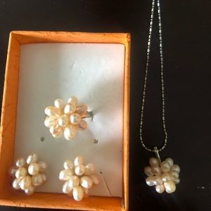 Fresh water pearl set jewelry. Ring, earrings and necklace. NWOT